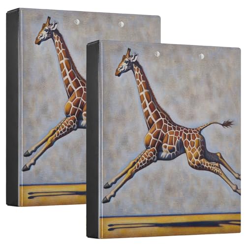 Dynamic Giraffe Beige Rezeptbinder, großes 3-Ringbuch, strapazierfähig, 2 Stück, 3-Ringbuch mit Klemmbrett von Joitme