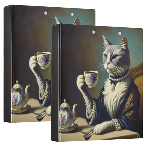 Elegante Notizbuchordner mit Katzen-Motiv, große Ordner, 2 Stück, Binder-Klemmbrett von Joitme