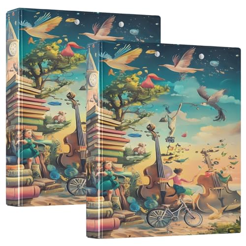 Fantasy-Szenen-Beige-Ringbinder, 1 Packung mit 3 Ringen, 3,8 cm, großes 3-Ringbuch von Joitme