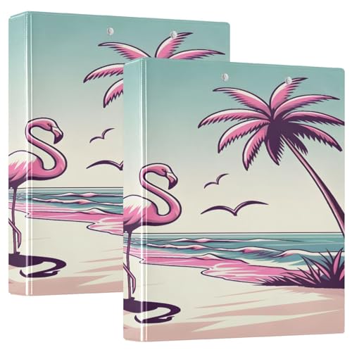 Flamingo Beach Purple 3-Ringordner, 1 Packung Ordner mit Ringen, Kunststoff-Ringbuch von Joitme