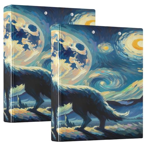 Forest Wolf Moon Black Binder Ring, 1 Packung Ordner für 3-Ringbuch, Big 3-Ringbuch von Joitme