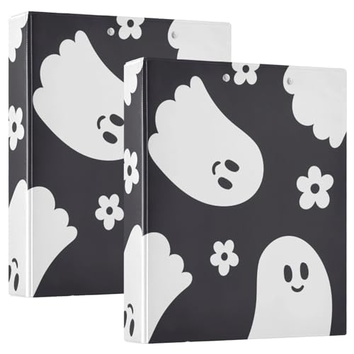 Ghostly Flowers schwarze 3-Ringbinder, 2 Stück Drei-Ringordner, Ordner mit Klemmbrett von Joitme