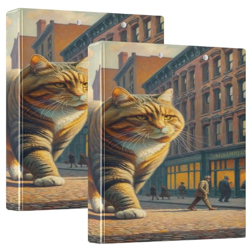 Giant Cat City Brown 3-Ringbuch, großer Ordner, 1 Packung 3-Ringbuch mit Klemmbrett von Joitme