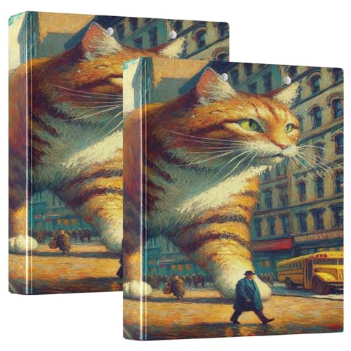 Giant Cat Street 3-Ringbuch, Orange, 1 Packung, PVC, hält 200 Blatt, großes 3-Ringbuch von Joitme