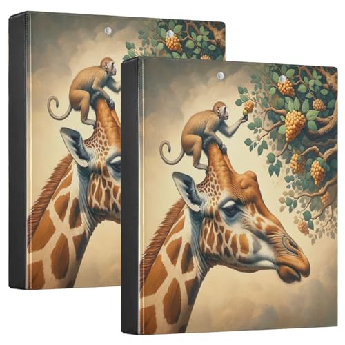 Giraffe Affenbaum, Beige, 3-Ringordner, 1 Packung Ordner für 3-Ringordner, Kunststoff-Ordner von Joitme