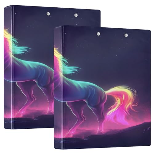 Jump Unicorn Neon 3-Ring-Ordner, großer 3-Ringbuch, 1 Packung Ordner mit Klemmbrett von Joitme