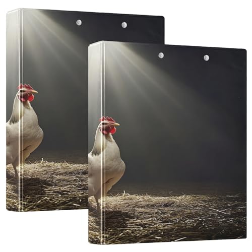 Majestic Chicken Spotlight Binder-Notizbuch, große Ordner, 3 Ringe, 2 Stück, Kunststoff, 3 Ringbücher von Joitme