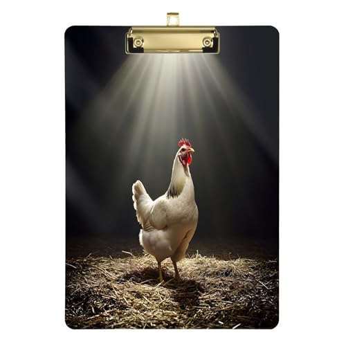 Majestic Chicken Spotlight Black Work Clipboards, Gold Metal Clip, Kratzfestes Dickes Schreibklemmbrett für Modeblogger, Klemmbrett für Notizen von Joitme