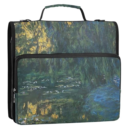 Monet Malerei, Seerosen, Reißverschluss, Ordner, Organizer mit 3 Ringen, 3,8 cm, D-Ringhalter, Tasche mit Gurt für Schule, mehrere Taschen, große Portfolio-Mappe Monet Malerei, Seerosen, Reißverschluss, Ordner, Organizer mit 3 Ringen, 3,8 cm, D-Ringhalter, Tasche mit Gurt für Schule, mehrere Taschen, große Portfolio-Mappe von Joitme