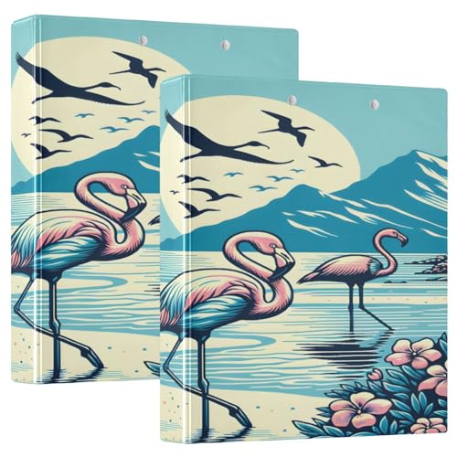 Moonlight Flamingo Blue Rezeptbuch, großes 3-Ringbuch, strapazierfähig, 2 Stück, 3-Ringbuch mit Klemmbrett von Joitme