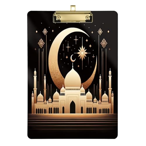 Moschee Crescent Glow Gold Acryl Schreibtafel Gold Gold Metall Clip 30,5 x 22,9 cm Schreib-Klemmbrett Klemmbrett für kreative Arbeiten von Joitme