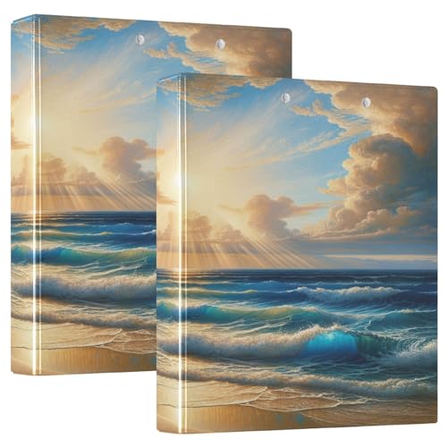 Ocean Wave Blue Binder Notizbuch, 2 Stück, Rezeptaufbewahrung, großer Ordner von Joitme