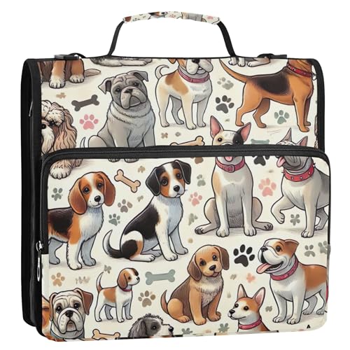 Ordner mit Blumenmuster, 3,8 cm, 3 Ringe, strapazierfähig, niedlicher Hund, Familie, Braun, Aufbewahrungsmappe mit Griff, Mittelschule mit Gurt Ordner mit Blumenmuster, 3,8 cm, 3 Ringe, strapazierfähig, niedlicher Hund, Familie, Braun, Aufbewahrungsmappe mit Griff, Mittelschule mit Gurt von Joitme