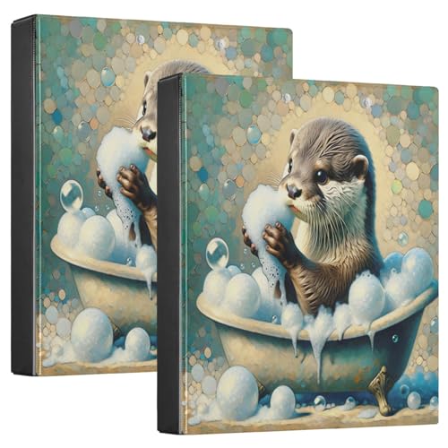 Relaxed Otter Bath Blue Rezept-Notizbuch, 3-Ringbuch, 2 Stück, Rezeptaufbewahrung, große Ordner, 3 Ringe von Joitme