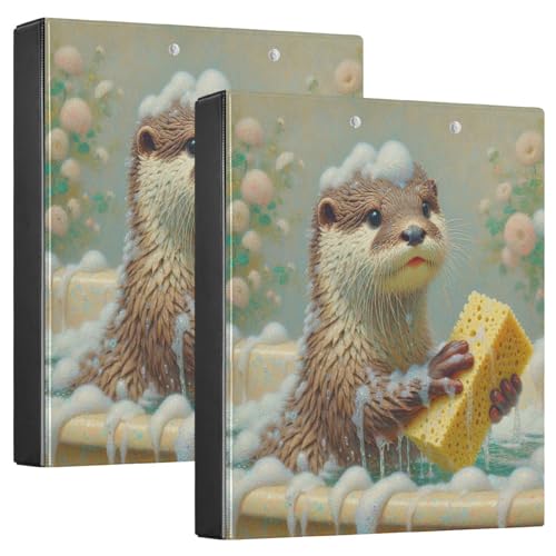 Relaxed Otter Bath Rezeptbuchordner, groß, 3-Ringbuch, strapazierfähig, 2 Stück, Kunststoff-Ringbuch von Joitme