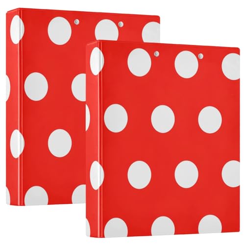 Retro Polka Dots Red 3-Ring-Ordner, großer Drei-Ringordner, 1 Packung Ordner mit Klemmbrett von Joitme