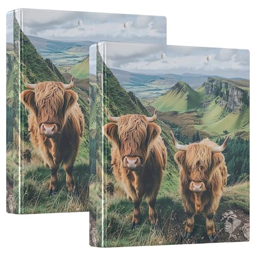 Ringbuch mit 3 Ringen, niedliches Highland Cow Mountain 3,8 cm, für 200 Blatt, Kunstdruck-Klemmbrett, runder Ring, Büroordner, 31,5 x 27 x 6 cm, 2 Stück Ringbuch mit 3 Ringen, niedliches Highland Cow Mountain 3,8 cm, für 200 Blatt, Kunstdruck-Klemmbrett, runder Ring, Büroordner, 31,5 x 27 x 6 cm, 2 Stück von Joitme