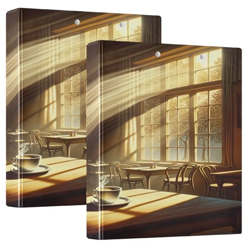 Rustic Cafe Morning Beige Rezept 3-Ringbuch 1 Packung, PVC, hält 200 Blatt, große Ordner von Joitme