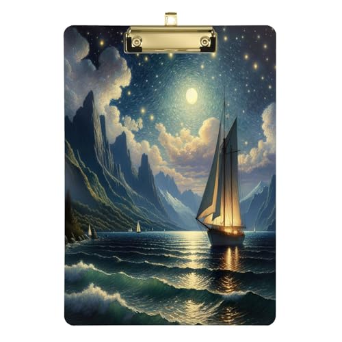 Sailing Night Blue Acryl-Schreibtafel mit goldenem Metallclip, dickes und glattes Klemmbrett für Meetings von Joitme