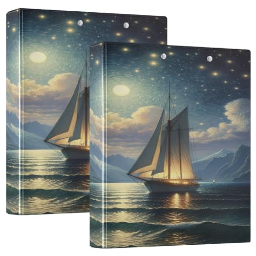 Sailing Night Blue Rezept-3-Ringbuch, 1 Packung, PVC, hält 200 Blatt, großes Drei-Ringbuch von Joitme