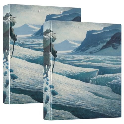 Snowy Mountain Trek Ringbuch, Weiß, großes Drei-Ringbuch, 1 Packung Binder-Klemmbrett von Joitme