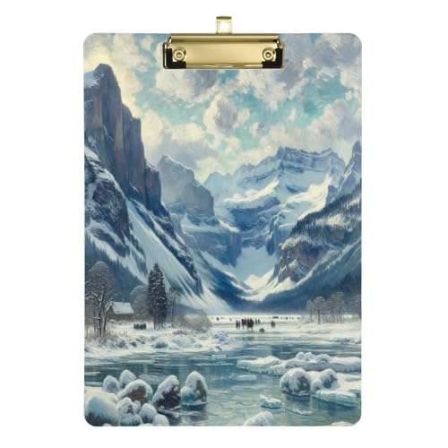 Snowy Mountain White Still-Klemmbretter, silberfarbener Metallclip, 30,5 x 22,9 cm, Schreib-Klemmbrett, Klemmbrett für Studenten von Joitme