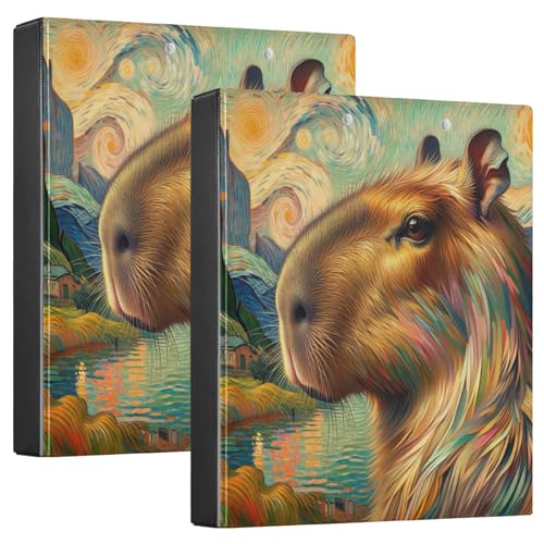 Starry Capybara Orange Rezeptbinder, große Ordner, 3 Ringe, 1 Packung Ordner mit Klemmbrett von Joitme