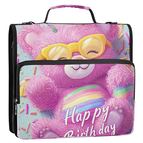 Süßer rosa Bär, 3 Ringbücher, 3,8 cm, D-Ringbuch, Reißverschluss, Organizer, Schulordner, Tasche mit Schultergurt, Dokumentenaufbewahrung, Portfolio-Tasche mit Griff Süßer rosa Bär, 3 Ringbücher, 3,8 cm, D-Ringbuch, Reißverschluss, Organizer, Schulordner, Tasche mit Schultergurt, Dokumentenaufbewahrung, Portfolio-Tasche mit Griff von Joitme