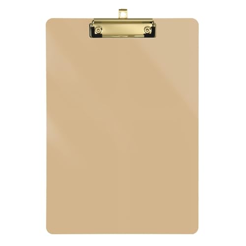 Tan Solid Color Plain Acrylic Writing Board with Silver Metal Clip, Thick and Smooth Clipboard for Education von Joitme