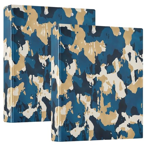 Trendy Blue Camo Beige Rezeptbuch, hält 200 Blatt, 2 Stück 3-Ringbücher 3,8 cm von Joitme