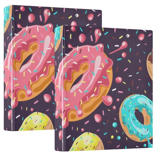 Trendy Donuts Dark Ringbinder, 1 Packung, PVC, hält 200 Blatt, großes 3-Ringbuch, strapazierfähig von Joitme