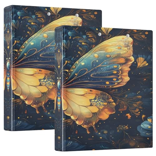 Vibrant Butterfly Navy Rezeptbuch, 2 Stück, Ordner mit 3 Ringen, Kunststoff-Ordner von Joitme