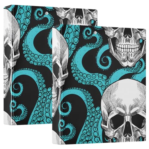 Vintage Skulls Black Teal Rezept-Notizbuch, 3-Ringbuch, 1 Packung Ordner, Kunststoff, 3-Ringbuch von Joitme