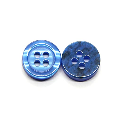 Jojomino 30 Stück 9/11/12mm Hemddekorationsknöpfe für Kleidung Nähen 4 Löcher Harzknöpfe DIY Nähzubehör, Blau, 11mm von Jojomino