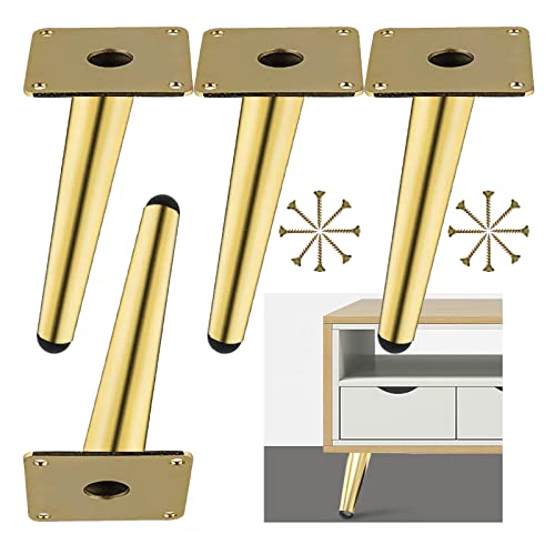 Jolan Möbelfüße Gold/Schwarz,Moderne Metall Schräge Tischbeine,Möbelbeine,Ersatz Möbelfüsse Für Sofa Schreibtisch Couchtisch 10cm 12cm 15cm 18cm 20cm 25cm 30cm 35cm Tischfüße,4 Stück,Gold-10cm/3.9in von Jolan