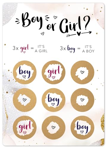 Joli Coon 10 Rubbelkarten Tic Tac Toe Geschlecht verkünden - Gender reveal Spiele - Boy or Girl Rubbelkarte - Babyparty Geschlecht enthüllen von Joli Coon