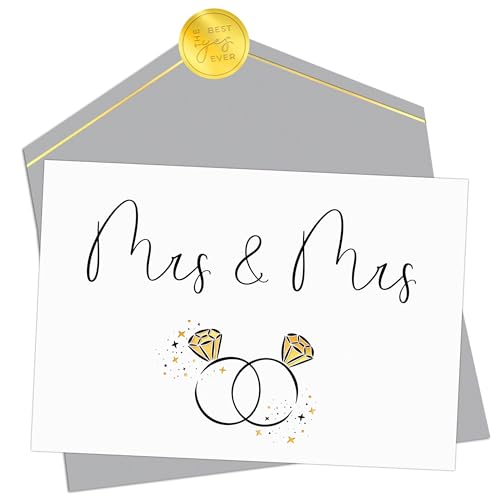 Joli Coon Hochzeitskarte Mr Mrs - Zur Hochzeit die besten Glückwünsche Klappkarte mit Kuvert und goldenem Siegelsticker von Joli Coon