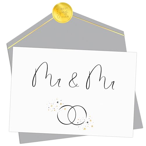 Joli Coon Hochzeitskarte Mr und Mr - Klappkarte zur Hochzeit mit Kuvert und goldenem Siegelsticker - Hochzeitskarte gleichgeschlechtlich von Joli Coon