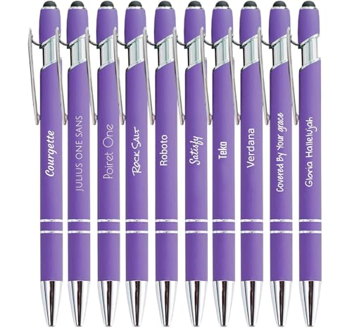 Jolis Papiers - x10 - Stift personalisiert 2 in 1 - Personalisiert Kugelschreiber mit Gravur I Chrom-Metall I Softtouch Feeling I schwarz schreiben I integrierter Stylus von Jolis Papiers