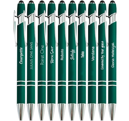 Jolis Papiers - x10 - Stift personalisiert 2 in 1 - Personalisiert Kugelschreiber mit Gravur I Chrom-Metall I Softtouch Feeling I schwarz schreiben I integrierter Stylus von Jolis Papiers