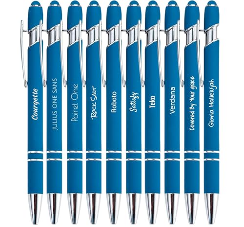 Jolis Papiers - x10 - Stift personalisiert 2 in 1 - Personalisiert Kugelschreiber mit Gravur I Chrom-Metall I Softtouch Feeling I schwarz schreiben I integrierter Stylus von Jolis Papiers