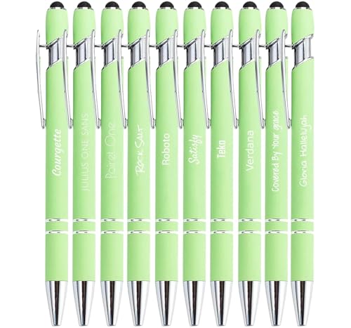 Jolis Papiers - x10 - Stift personalisiert 2 in 1 - Personalisiert Kugelschreiber mit Gravur I Chrom-Metall I Softtouch Feeling I schwarz schreiben I integrierter Stylus von Jolis Papiers