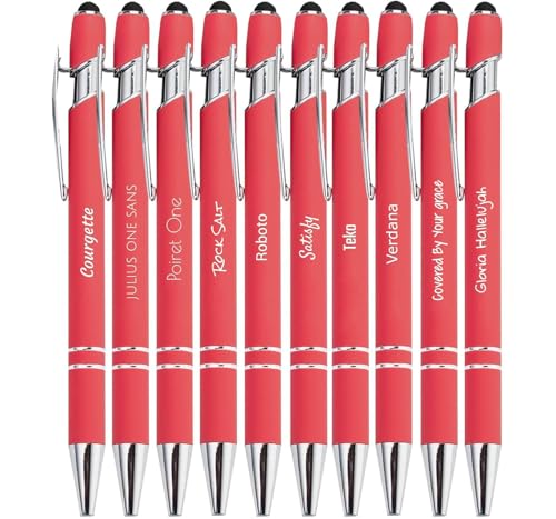 Jolis Papiers - x10 - Stift personalisiert 2 in 1 - Personalisiert Kugelschreiber mit Gravur I Chrom-Metall I Softtouch Feeling I schwarz schreiben I integrierter Stylus von Jolis Papiers