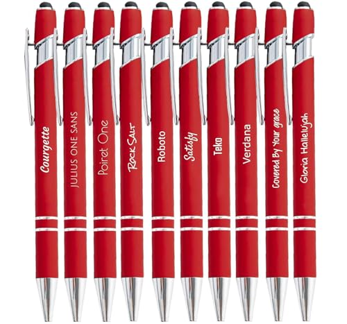 Jolis Papiers - x10 - Stift personalisiert 2 in 1 - Personalisiert Kugelschreiber mit Gravur I Chrom-Metall I Softtouch Feeling I schwarz schreiben I integrierter Stylus von Jolis Papiers