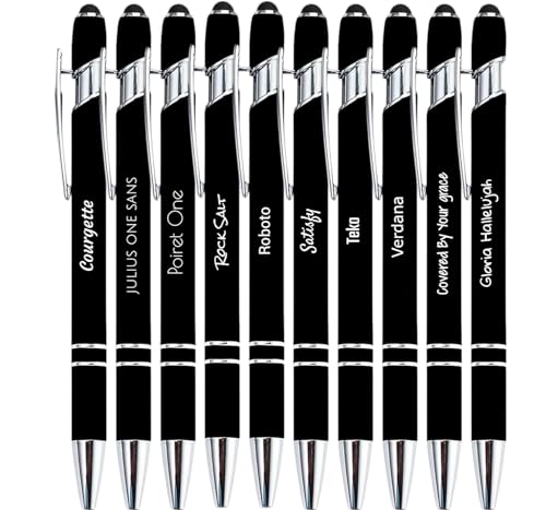 Jolis Papiers - x10 - Stift personalisiert 2 in 1 - Personalisiert Kugelschreiber mit Gravur I Chrom-Metall I Softtouch Feeling I schwarz schreiben I integrierter Stylus von Jolis Papiers