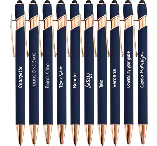 Jolis Papiers - x10 - Stift personalisiert 2 in 1 - Personalisiert Kugelschreiber mit Gravur I Rosegold-metall I Softtouch Feeling I schwarz schreiben I integrierter Stylus von Jolis Papiers