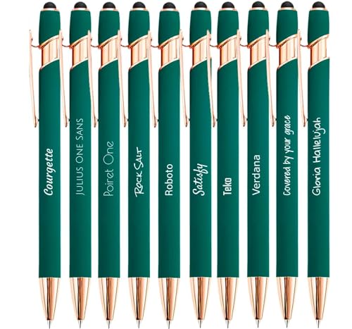 Jolis Papiers - x10 - Stift personalisiert 2 in 1 - Personalisiert Kugelschreiber mit Gravur I Rosegold-metall I Softtouch Feeling I schwarz schreiben I integrierter Stylus von Jolis Papiers