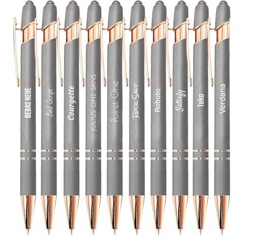 Jolis Papiers - x10 - Stift personalisiert 2 in 1 - Personalisiert Kugelschreiber mit Gravur I Rosegold-metall I Softtouch Feeling I schwarz schreiben I integrierter Stylus von Jolis Papiers