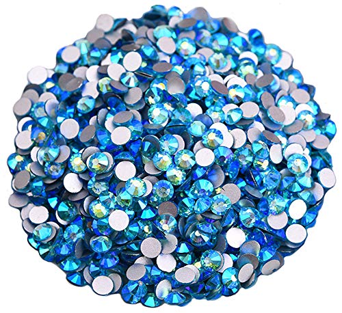 Jollin Glue Fix Kristalle Flacher Rückseite Strasssteine Glas Glitzersteine Nagelkunst Edelsteine Runde Diamant Gems, SS20 576pcs, Aquamarine AB von Jollin