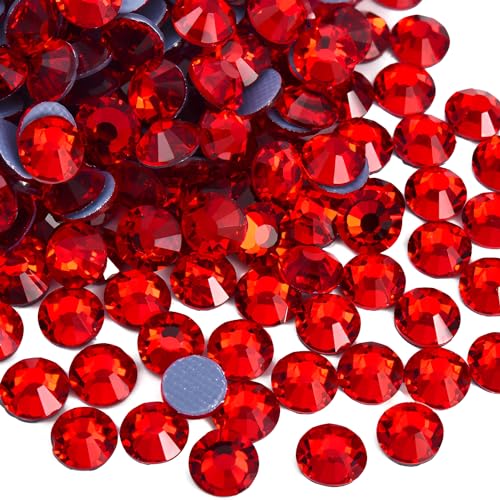 Jollin Hot Fix Glas-Strasssteine mit flacher Rückseite, 4 mm, Rot, 1440 Stück von Jollin